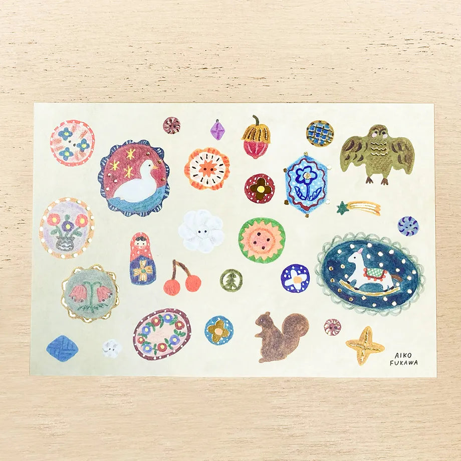 箔押しポストカード 布川愛子 (brooch)