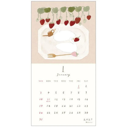 2027年 二つ折り壁掛けカレンダー｜イラストレーター デザイン｜日曜日はじまり