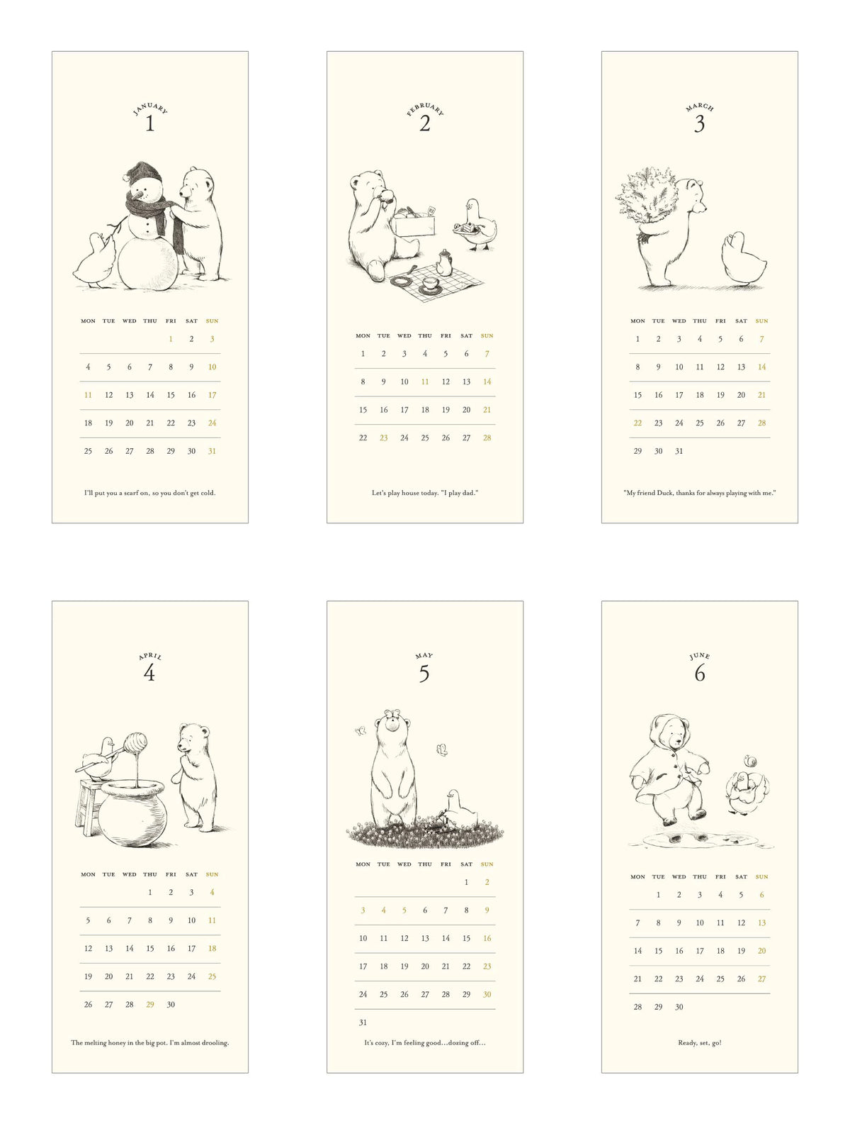 【2027年版】卓上カレンダー Duck and Bear