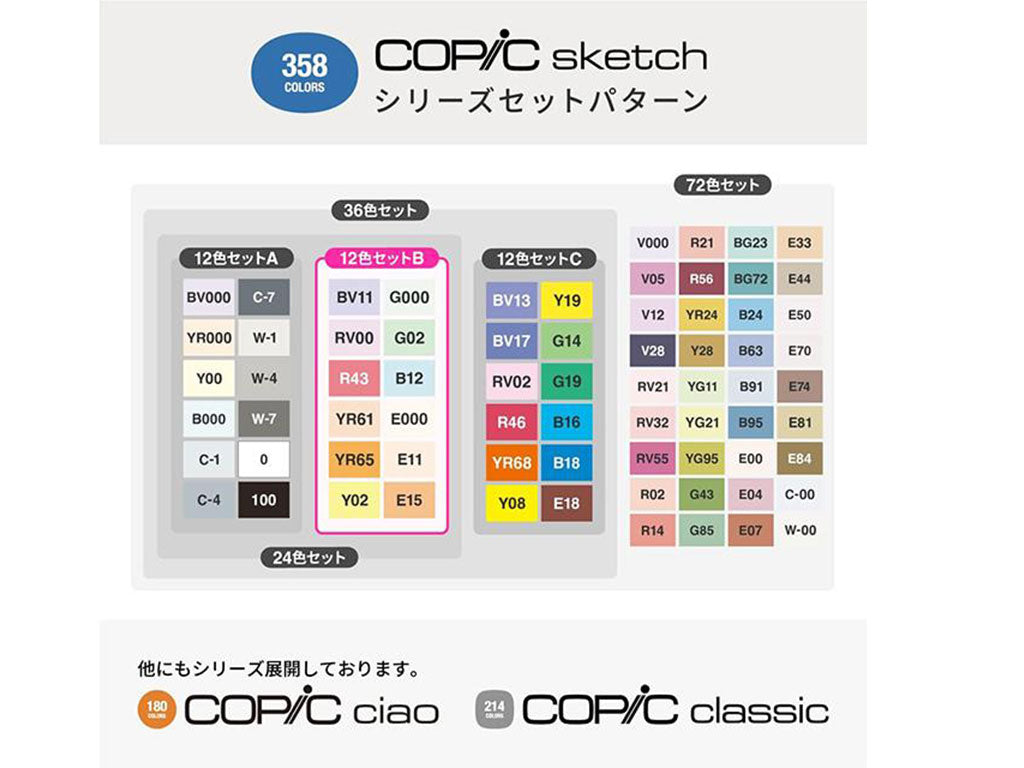 コピック スケッチ ベーシック12色セットB