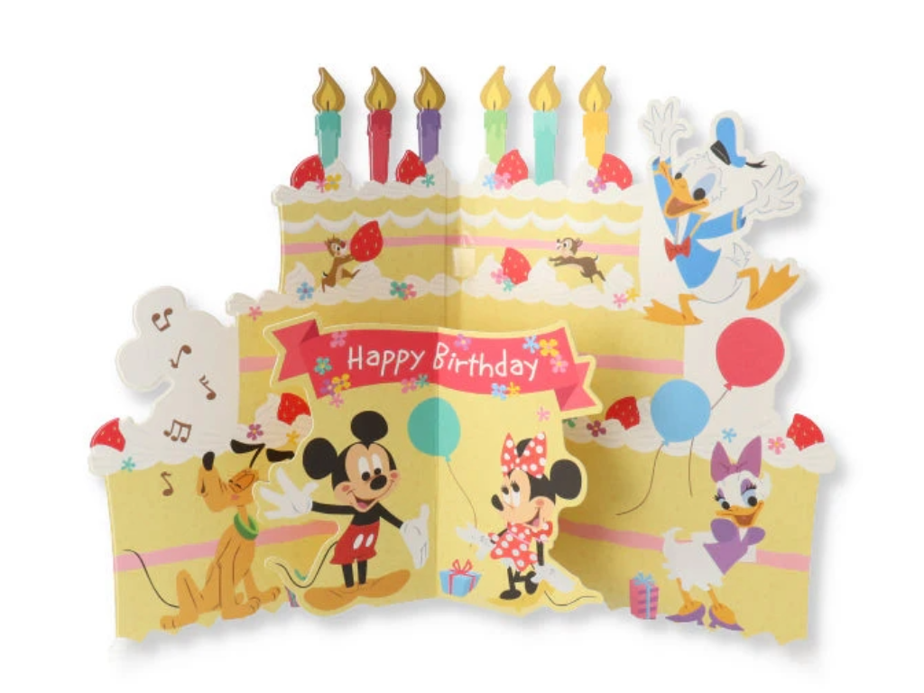 オルゴールカード 誕生お祝い ディズニー ミッキーマウス＆ミニーマウス ダイカットケーキ２