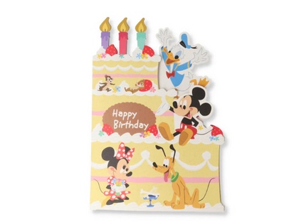 オルゴールカード 誕生お祝い ディズニー ミッキーマウス＆ミニーマウス ダイカットケーキ２
