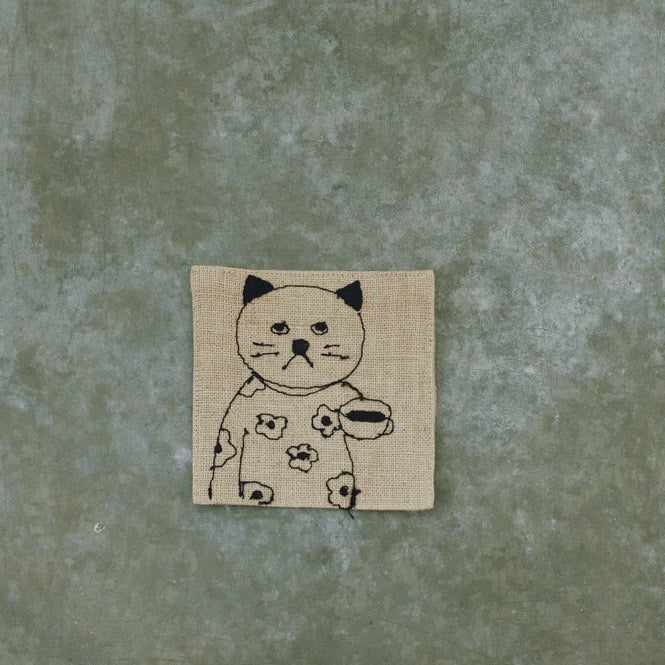 菅原しおん　リネンの刺繍コースター