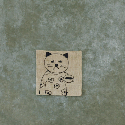 菅原しおん　リネンの刺繍コースター