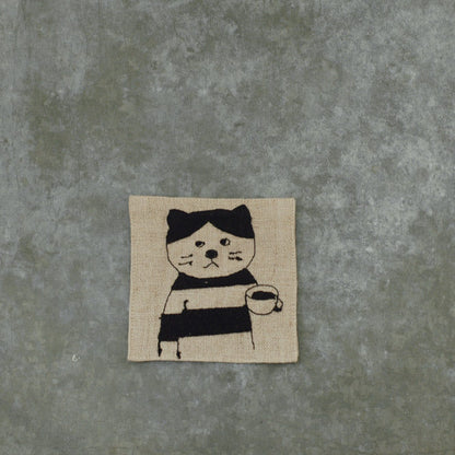 菅原しおん　リネンの刺繍コースター