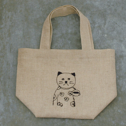 菅原しおん　リネンの刺繍お弁当バッグ