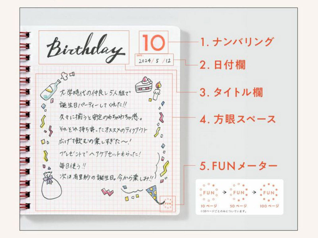 楽しかった日を100集める日記帳　「FUN DAY 100」
