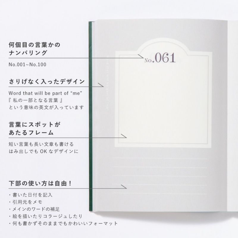 いい言葉に出会ったとき書き留めるノート。「Words make me notebook」