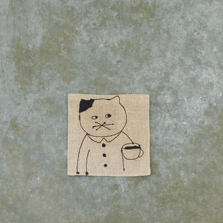 菅原しおん　リネンの刺繍コースター
