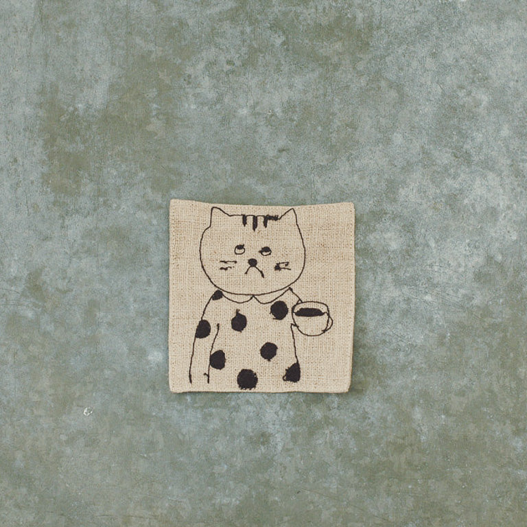 菅原しおん　リネンの刺繍コースター