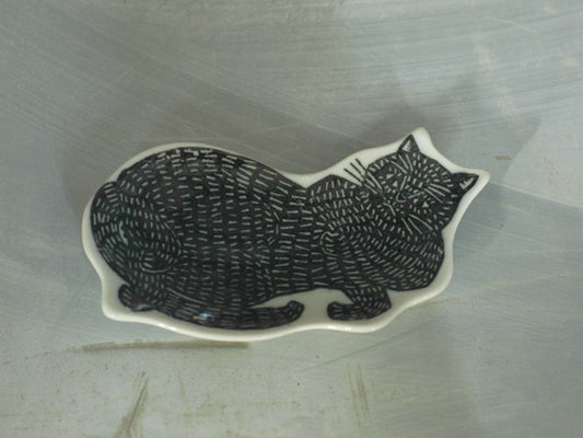 KATA KATA 印判手豆皿　黒猫
