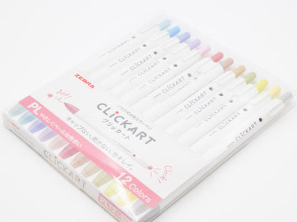 ゼブラ　クリッカート12色セット　ペールカラー